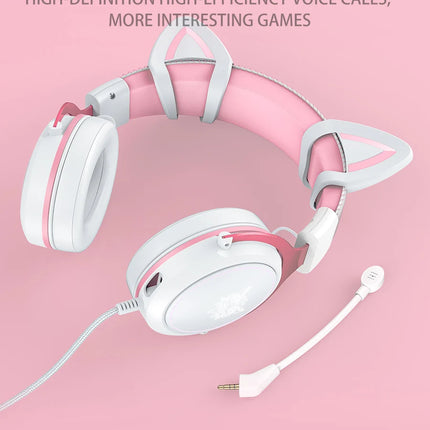 ONIKUMA X10 Gaming Headphones with Detachable Cute Cat Ear RBG Lighting Gaming Headset Gamer Earphone with HD Mic for PC Gaming