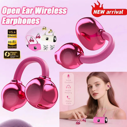Open Ear Wireless Earphones With Mics Bluetooth 5.4 Ear-clip Headphones Portable Long Battery Life HIFI Stereo Headsets For Gift
