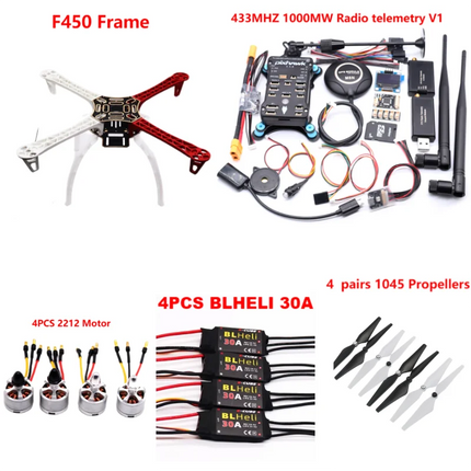 PixHawk2.4.8 Flight Control F450 Drone Kit Ardupilot 100MW Radio Telemetry Quadcopter BLHELI 30A 2212 Motor ESC Landing Gear