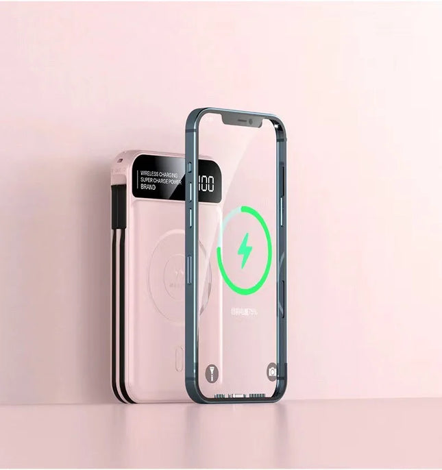 20000mAh 5V Power Bank for Magnetic Fast Charging Portable Wireless Mobile Power Supply with Cable