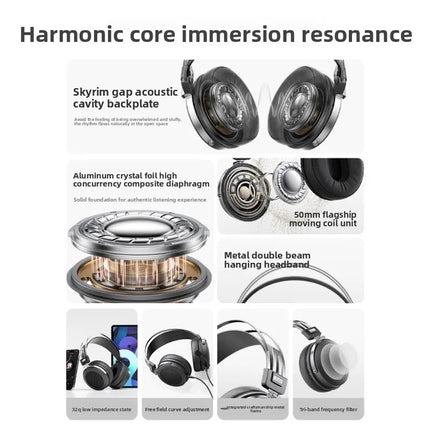 Miusheng Libra Wired HiFi Over-Ear Monitor Headset, 2-in-1 Mic for PC E-sports