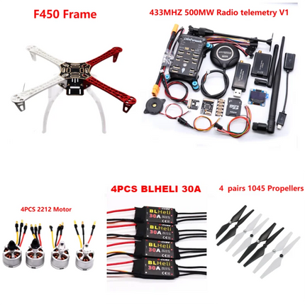 PixHawk2.4.8 Flight Control F450 Drone Kit Ardupilot 100MW Radio Telemetry Quadcopter BLHELI 30A 2212 Motor ESC Landing Gear