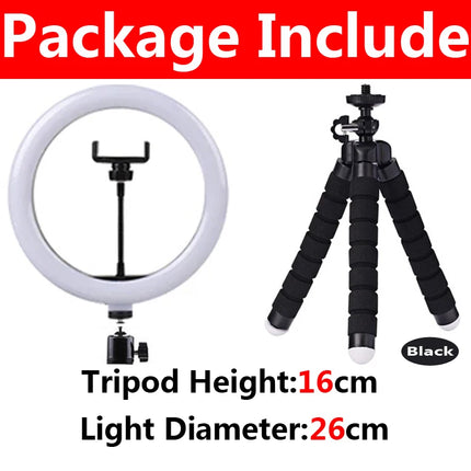 12 inch LED Ring light Photography Lighting Phone Ringlight With Tripod Stand USB Round Fill Lamp for Youtube Phone Video Live