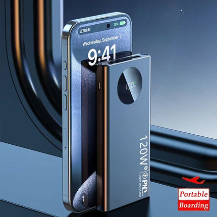 50000mAh Power Bank 120W PD Super Fast Charging Portable Power Bank Large Capacity External Battery With Digital Display