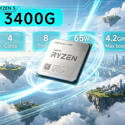 Dual Use Gaming Office AMD R5 3400G 4 Core 8 Thread 3.7GHz Turbo 4.2GHz Built in Vega 11 Save Discrete GPU Cost