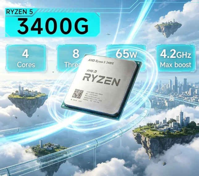 Dual Use Gaming Office AMD R5 3400G 4 Core 8 Thread 3.7GHz Turbo 4.2GHz Built in Vega 11 Save Discrete GPU Cost