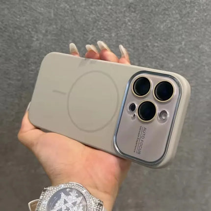 Large Window For Magsafe Phone Case For iPhone 16 15 14 17 Pro Max Acrylic Wireless Charging Shockproof Protection Phone Cover