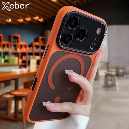Luxury Matte Magnetic For Magsafe Phone Case For iPhone 16 15 17 Pro Max Plus Camera Protection Shockproof Armor Bumper Cover