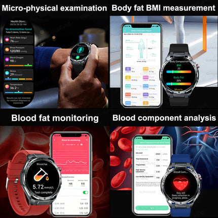 New AI-Diagnosis ECG Smart Watch Blood Lipid/Uric Acid Blood Pressure/Oxygen BIM Fitness Tracker Nuring Grade Health Smartwatch