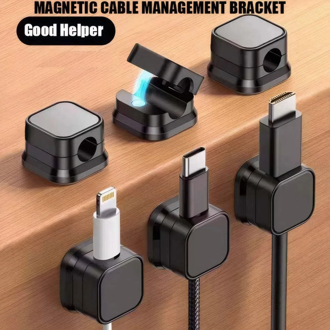 Magnetic Cable Holder Self Adhesive Cord Clip Smooth Pulling Charging Cable Keeper Wire Clip for Car/Home/Office