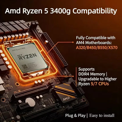 AMD Ryzen 5 3400G R5 3400G Gaming CPU Processor AM4 4.2GHz 4-Core 8-Thread Vega 11 Graphics L3 8M