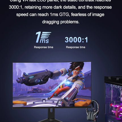 27-Inch Curved Gaming Monitor - 2K 165Hz QHD E-sports Display, VA Panel, High-Definition Computer Screen for Office & Gaming