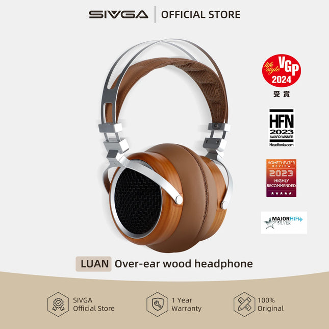 SIVGA LUAN Hi-Fi 50mm Dynamic Driver Open-back Over-ear Wooden Wired Headphones High Definition Sound Headset Balanced Monitor