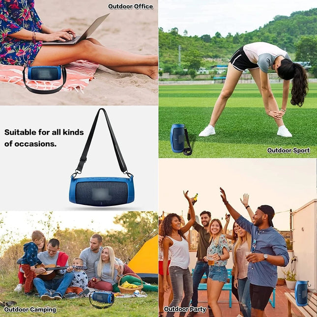 Silicone Case Cover for JBL Charge 5 Bluetooth Speaker, Travel Carrying Protective with Shoulder Strap and Carabiner