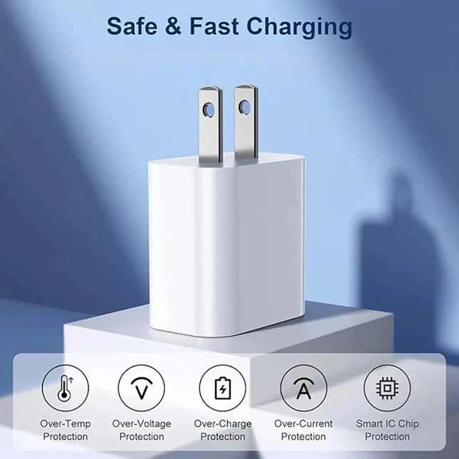 1-3Set 20W US USB C Port Fast Charger For iPhone 14 13 12 11 Pro Max Plus XR Xs 7 8 3.3 Ft USB C Fast Charging Cable Accessories
