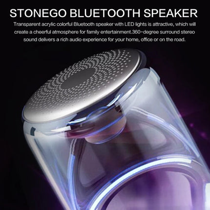 New Portable Bluetooth Speakers,Gao Yan Value Speaker Transparent Crystal LED Music Player with TF Card
