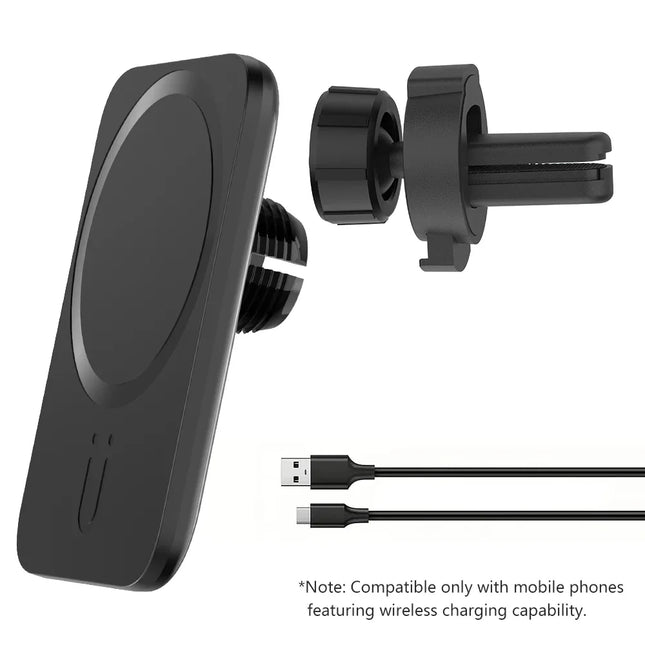 Mini Magnetic Wireless Charger Car Air Outlet Phone Holder Stand For Magsafe iPhone 16/15/14/13/12 Pro Max Car Fast Charging Pad
