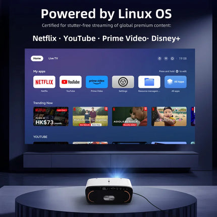 2026 New Home Theater Portable Linux Projector 1850Lumens Native 1080p 4k Beamer Netflix Game 12ms Low Latency Auto Focus