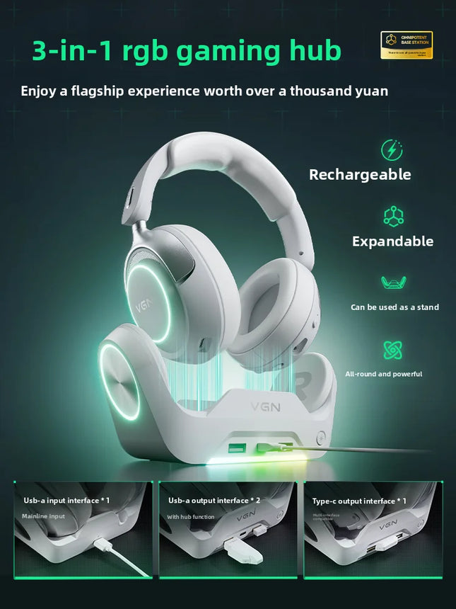 VGN ZhouTing Pro Max Wireless Headphones Dual Core Dsp Noise Reduction HiFi 7.1 FPS E-sports Gaming Headset with Mic Accessories