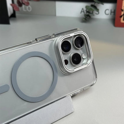 Metal Lens Kickstand Clear Phone Case for iPhone 16 17Pro Max 17 15 13 14 Pro 12 Magnetic Wireless Charge Non-slip Bumper Cover