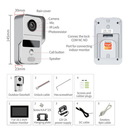 Support Tuya App WiFi Visual Intercom Doorbell System 7/10 Inch Touch Screen Indoor Monitoring Intelligent Villa Home Security