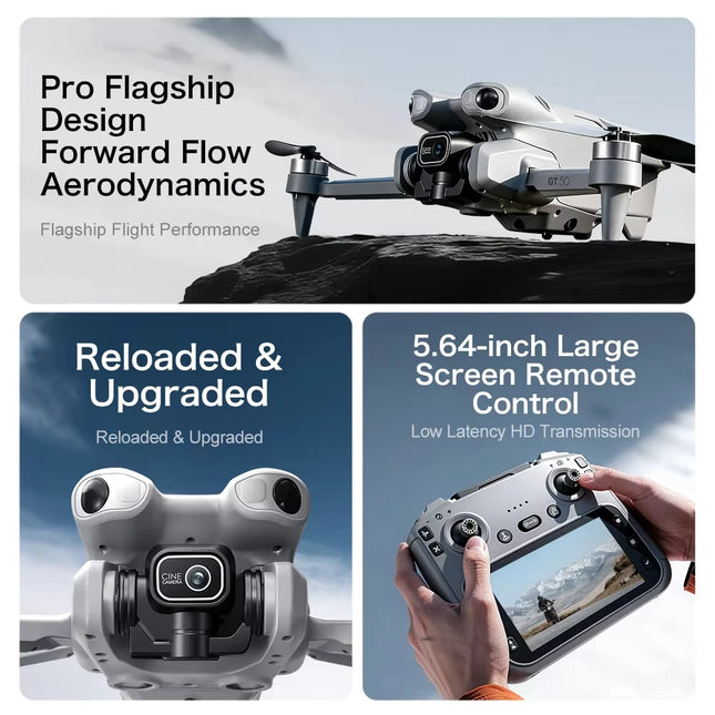 2026 New Gift Upgrated GT50PRO Professional Drone with 8K Dual Camera Video Drone Quadcopter 360° Intelligent Obstacle Avoidance