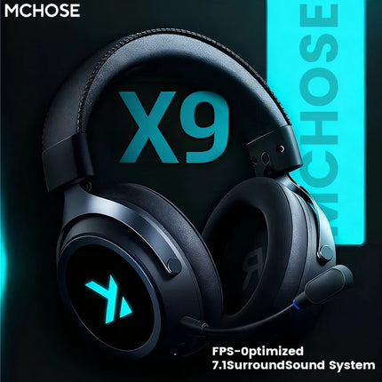 MCHOSE X9 Wireless Headworn Game 7.1 Headset Bluetooth 2.4G Three Mode E-sports Noise Reduction Headset FPS for Gifts