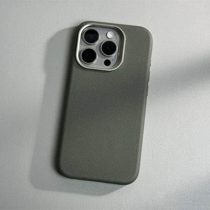 Alloy Lens Diamond Relief Leather Phone Case For iPhone 17 16Pro Max 16 15 14 Pro 13 Wireless Charging Magnetic Hard Armor Cover